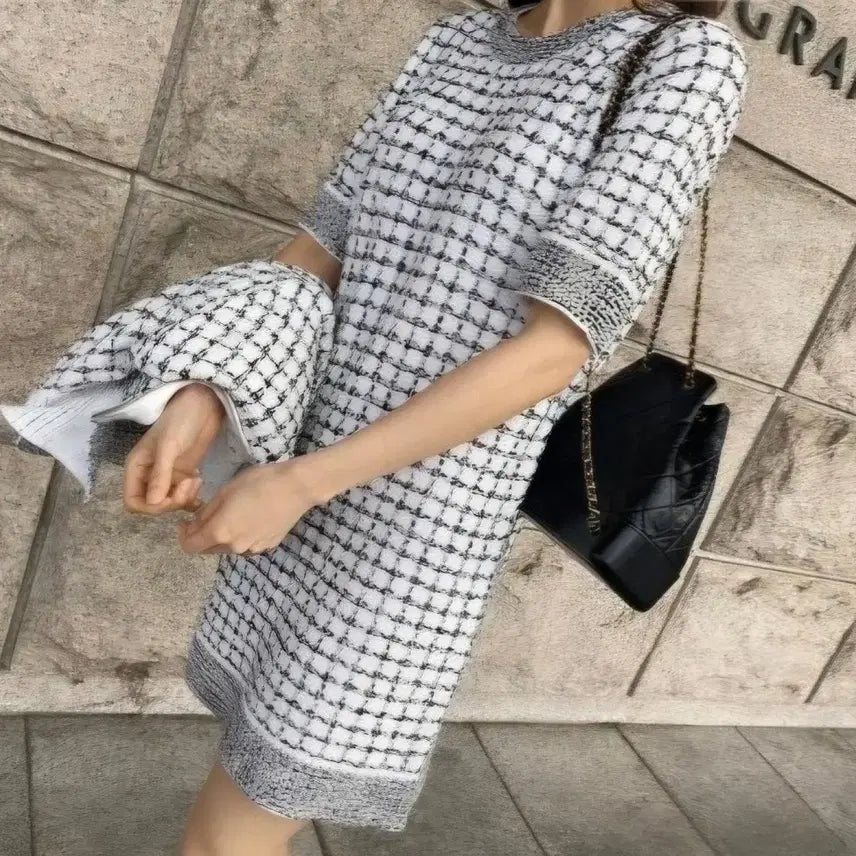 [BUNJANG] Tweed Knit Dress / 트위드 니트 원피스