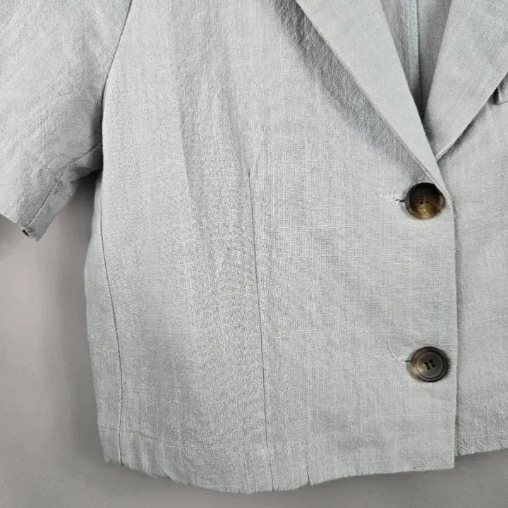 [SOLD OUT] [무료배송]바이영 F 여성 스판 린넨 느낌 루즈핏 크롭 반팔 자켓