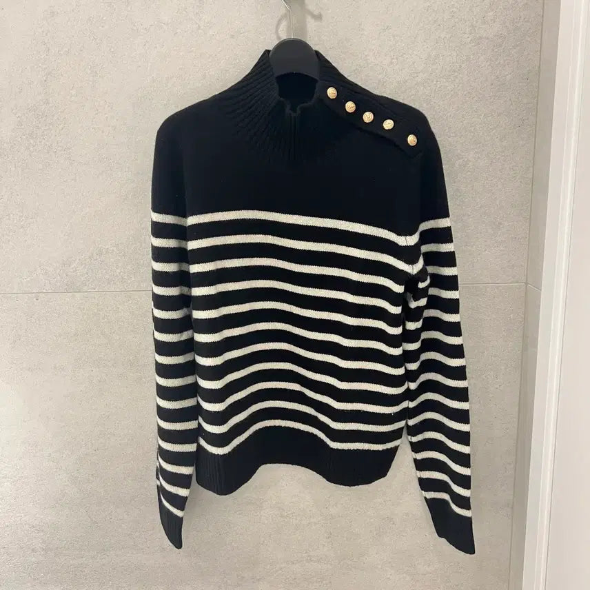 [BUNJANG] Maje Striped Knit Cashmere Sweater Size 1 / 마쥬 스트라이프 니트 블랙
