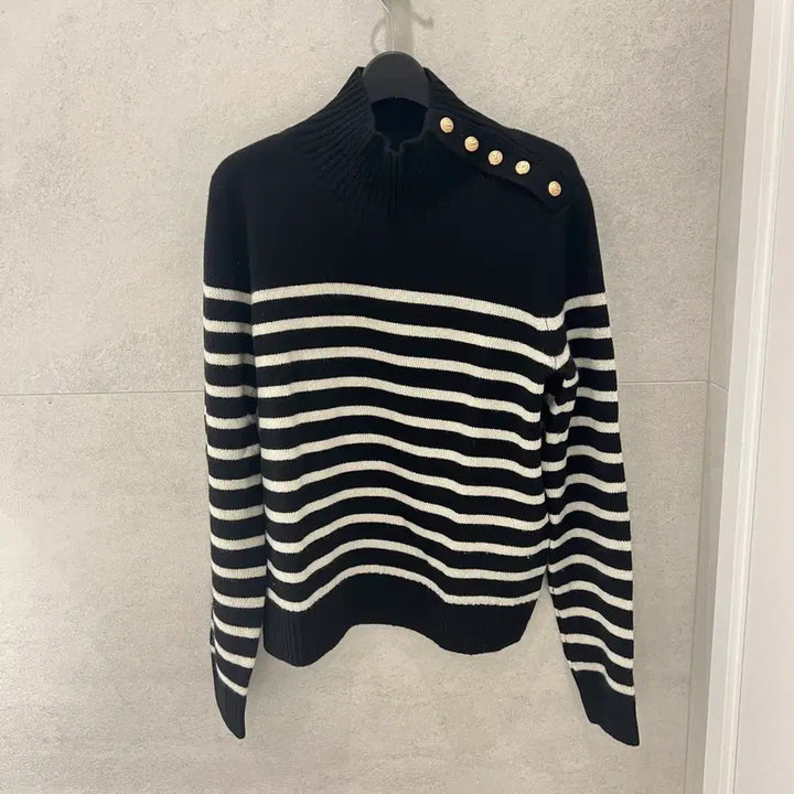 [BUNJANG] Maje Striped Knit Cashmere Sweater Size 1 / 마쥬 스트라이프 니트 블랙
