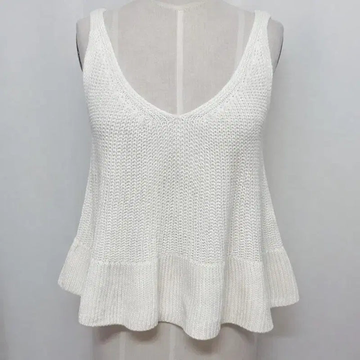 [BUNJANG] Ivory Flare Bustier Knit Layered Vest / 아이보리 플레어 뷔스티에 니트 / 레이어드 베스트