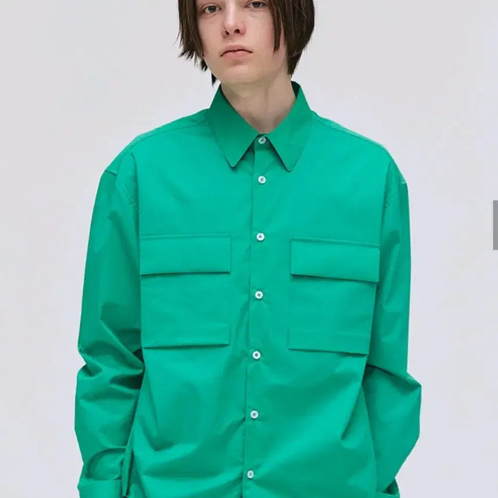 [BUNJANG] ezio Double Out Pocket Shirt Green / ezio 이지오 더블 아웃 포켓 셔츠 그린 / L사이즈