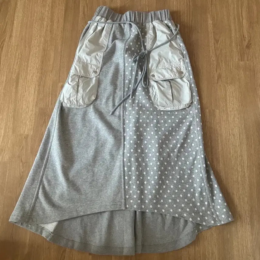 [BUNJANG] The Museum Visitor DOT MIXED MAXI SKIRT (Light Grey) / 더뮤지엄비지터 DOT MIXED MAXI SKIRT