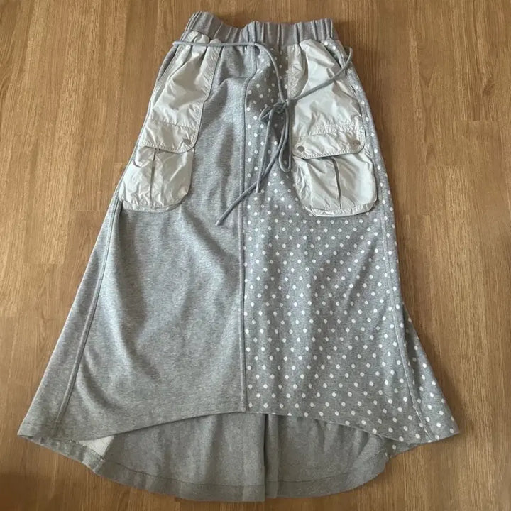 [BUNJANG] The Museum Visitor DOT MIXED MAXI SKIRT (Light Grey) / 더뮤지엄비지터 DOT MIXED MAXI SKIRT