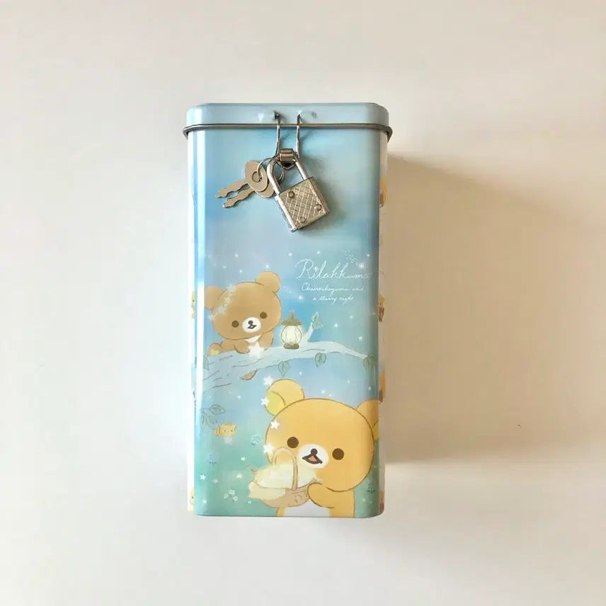[BUNJANG] Rilakkuma Classic Square Lock Coin Bank Set / 고전 리락쿠마 정사각 자물쇠 저금통 2종 세트