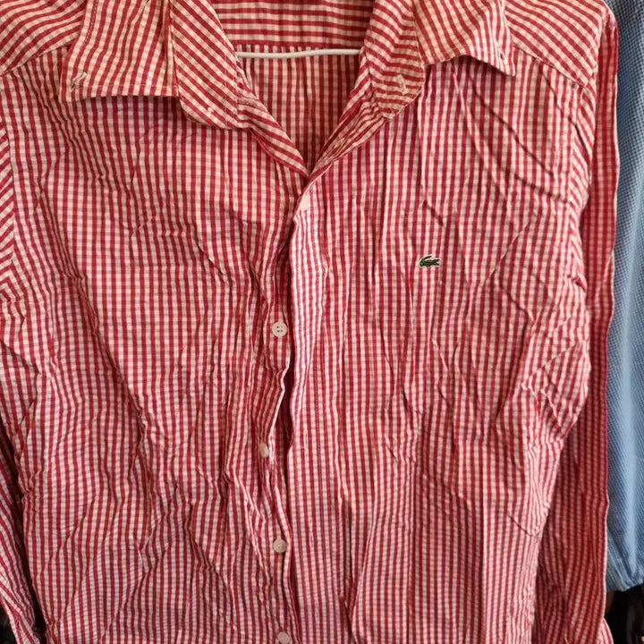 [BUNJANG] Lacoste Red Check Shirt Size 38 / 라코스테 레드 체크 셔츠 38사이즈. 95