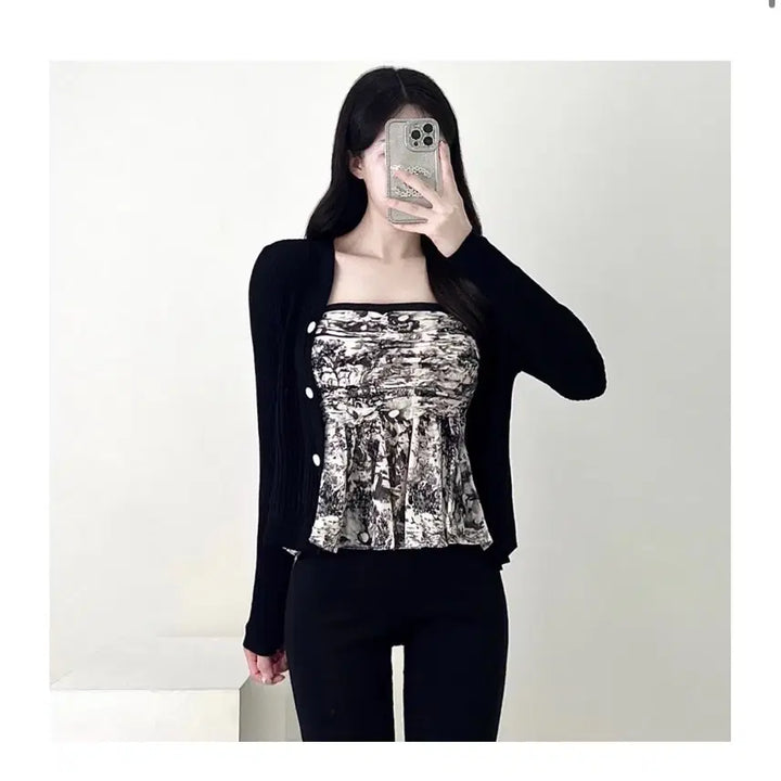 [SOLD OUT] (새상품 포장그대로) 가디건 세트 투피스 나시 오프숄더 블라우스