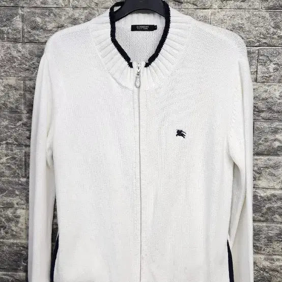 [BUNJANG] Burberry White Knit Zip-Up Cardigan / 버버리 화이트 니트 집업 가디건95
