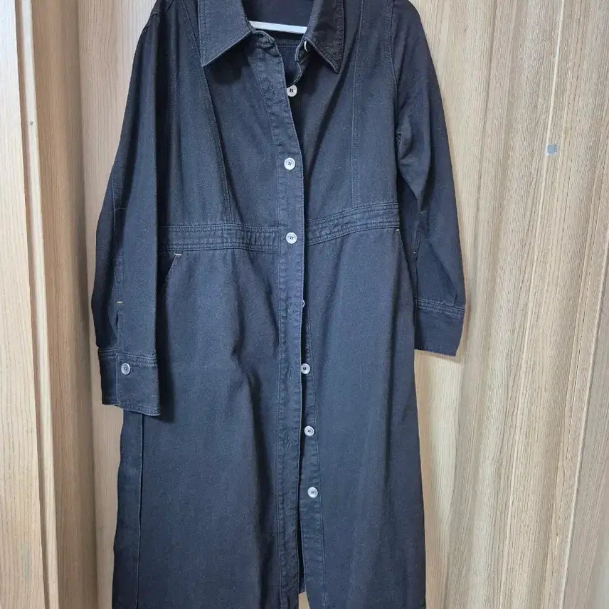 [BUNJANG] Black Denim Long Shirt Jacket / 블랙 데님 롱 셔츠 자켓