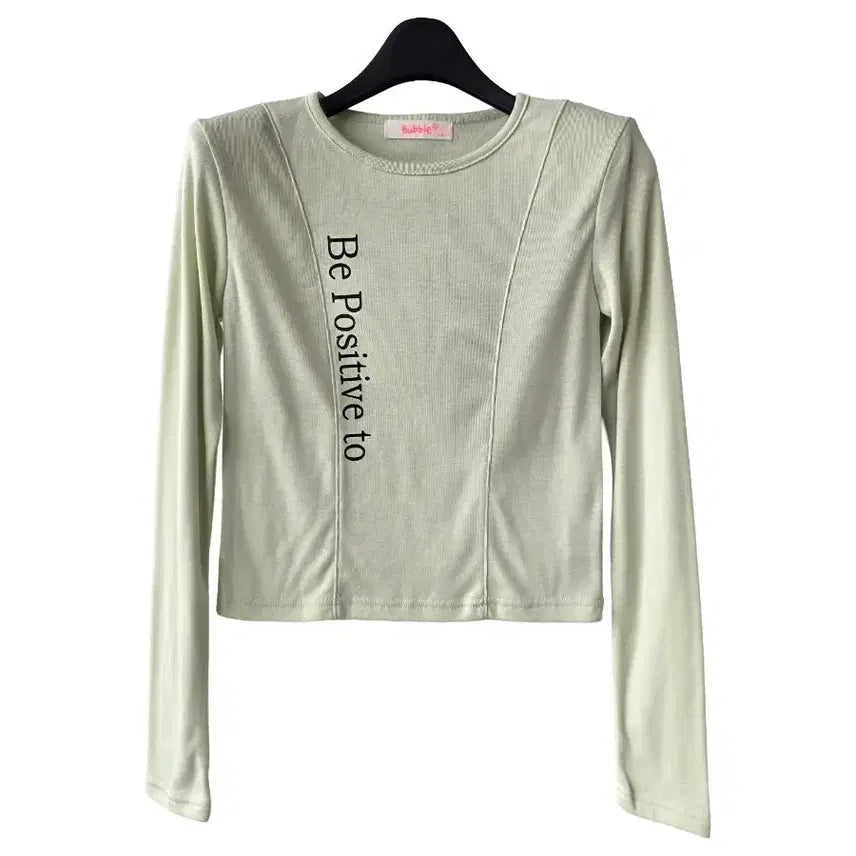 [BUNJANG] Mint Green Cropped T-Shirt (New) / 44)연두 영문 크롭티셔츠/새제품
