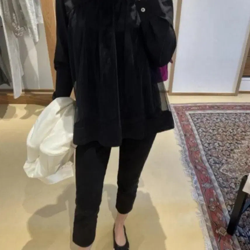 [BUNJANG] Layered Mesh T-shirt / [2컬러] 레이어드 메쉬 티셔츠 / 블랙 화이트 셔츠 레이스 망사 쉬폰