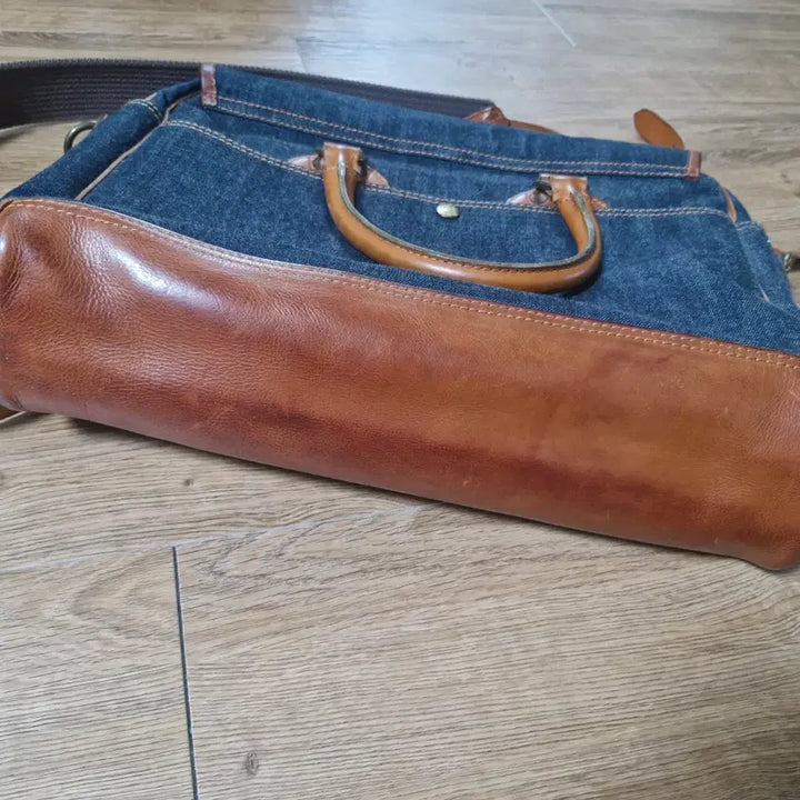 [BUNJANG] RRL Leather Trim Denim Briefcase Bag / RRL 가죽트림 데님 브리프케이스 가방