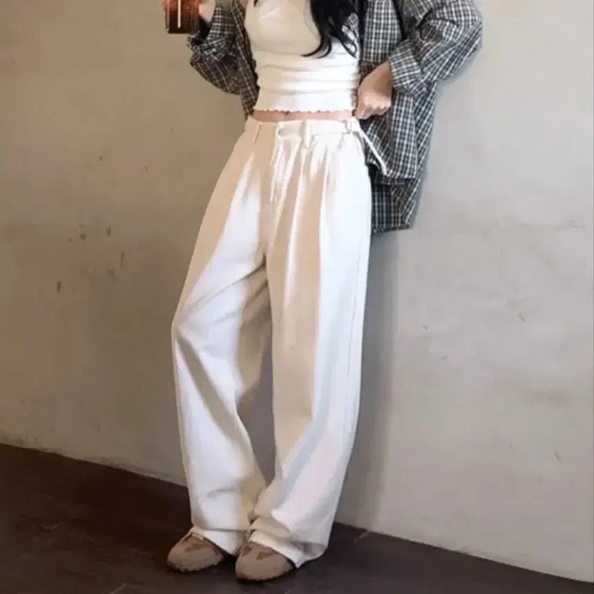 [BUNJANG] White Adjustable Waist Pants (Version 160) / 원가29900원| 흰색 허리조절 바지 ver.160 free