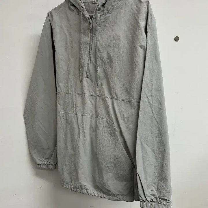 [BUNJANG] Gray Anorak Hooded Windbreaker / 회색 아노락 후드 바람막이