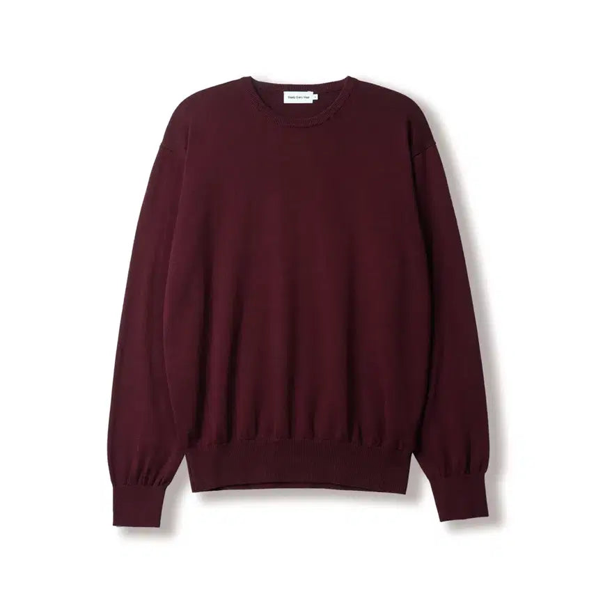[BUNJANG] Steady Everywear Cotton Round Neck Knit Maroon / (4) 스테디에브리웨어 코튼 라운드넥 니트 마룬