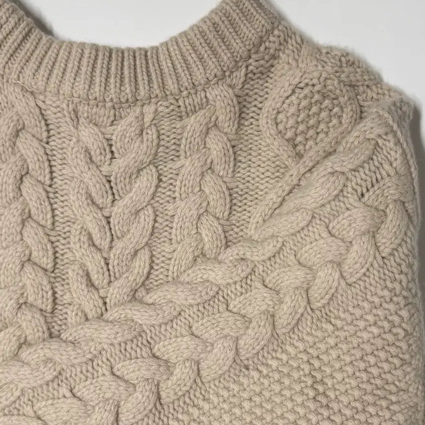 [BUNJANG] ByMina Editorial V-Neck Knit Beige / 바이미나 에디토리얼비 니트 베이지