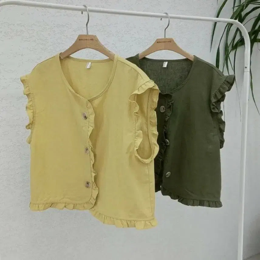 [BUNJANG] Carrot Linen Vest (Mustard) / 홍당무 린넨 조끼(겨자)