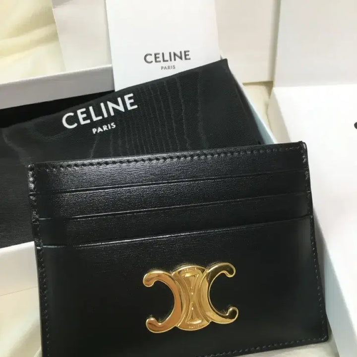 [BUNJANG] Celine Triomphe Card Holder Black Gold Hardware / 셀린느 트리옹프 카드지갑 카드홀더 블랙 금장