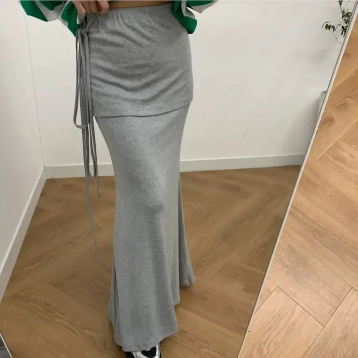 [BUNJANG] Midi Skirt - Gray / 26새상품)이중롱스커트