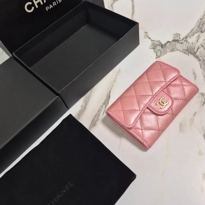 [BUNJANG] Chanel Classic Flap Card Holder Pink / (정품) 샤넬 클래식 플랩 카드지갑 명함 홀더 핑크