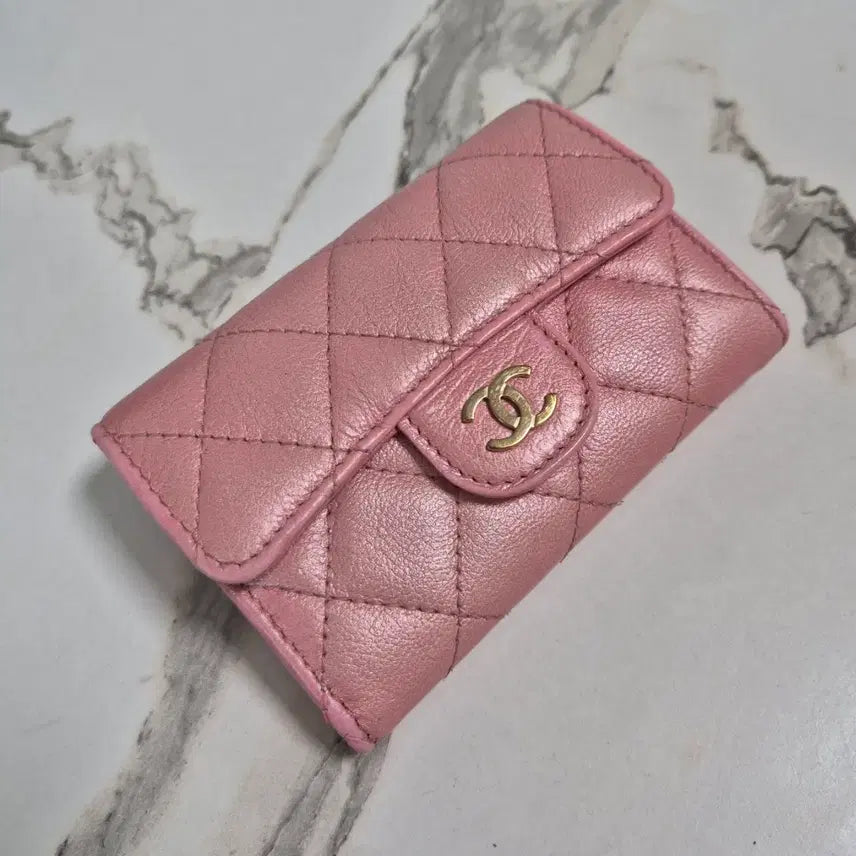 [BUNJANG] Chanel Classic Flap Card Holder Pink / (정품) 샤넬 클래식 플랩 카드지갑 명함 홀더 핑크
