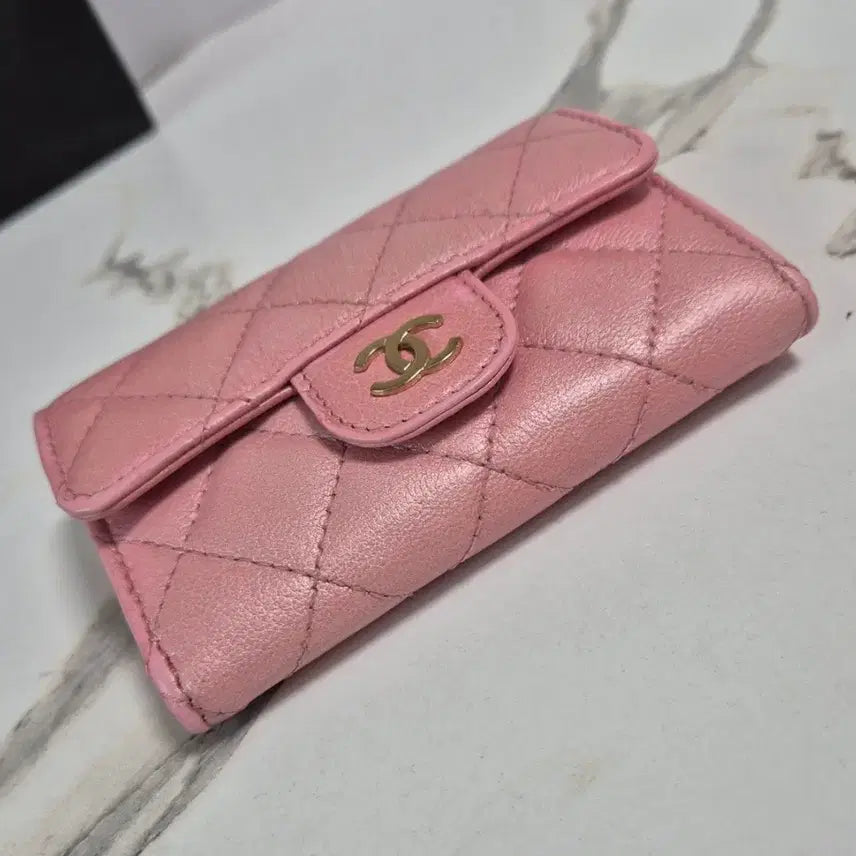 [BUNJANG] Chanel Classic Flap Card Holder Pink / (정품) 샤넬 클래식 플랩 카드지갑 명함 홀더 핑크