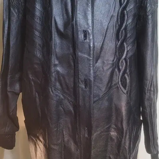 [BUNJANG] Black Lambskin Long Coat Jacket / 블랙 양가죽 롱 코트 자켓 88