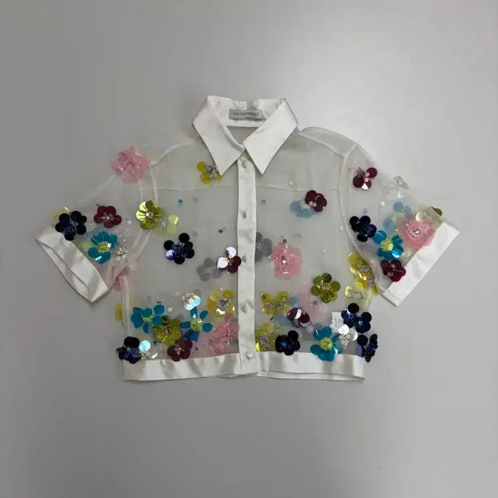 [BUNJANG] Victor &amp; Rolf Embroidered Cropped Shirt / [정품] 빅터앤롤프 엠브로이더드 크롭 셔츠
