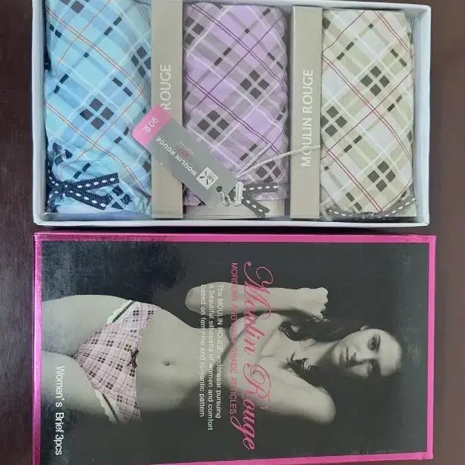 [BUNJANG] Mleung Rouge Size 95 Check Lace Mid Panty 3-Pack / 새상품 믈랑루즈 95호 스판 미디팬티 3매 체크 레이스 042