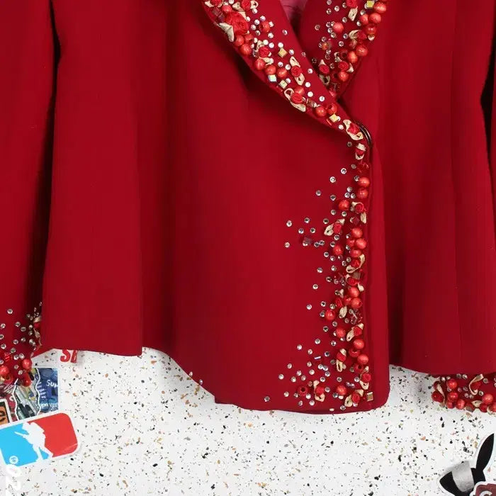[BUNJANG] Youngse Kim Beaded Red Tone Suit Jacket / 여성~66 / 김영세 비즈장식 레드톤 정장자켓RD 26-101