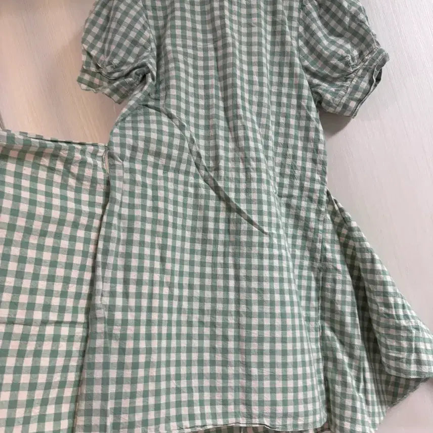 [BUNJANG] Mint Check Gingham Short Sleeve Dress / 민트 체크 깅엄 반팔 원피스