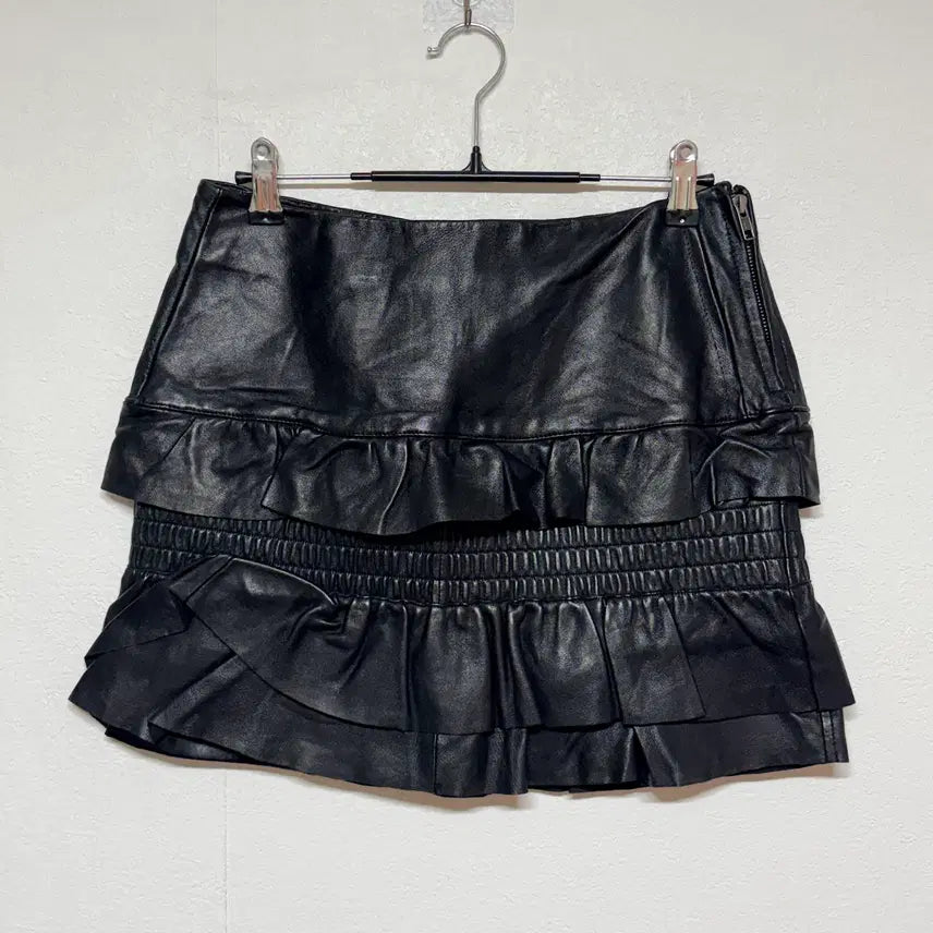 [BUNJANG] Maje Leather Frill Skirt / 마쥬 가죽 프릴 스커트 36