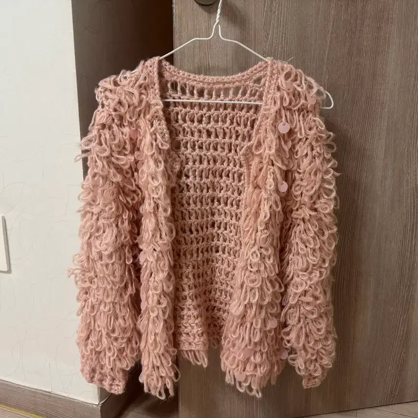 [BUNJANG] Pink Knit Cardigan / 핑크색 뜨개 가디건