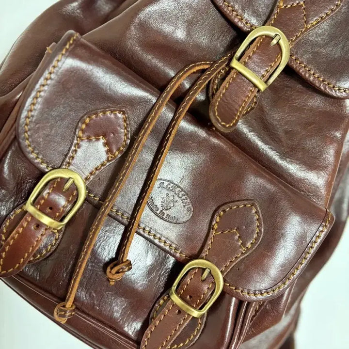[BUNJANG] Alessia Leather Rucksack Backpack Unisex / ALESSIA 가죽 럭색  Italy 생산  (백팩, 배낭) 남녀공용