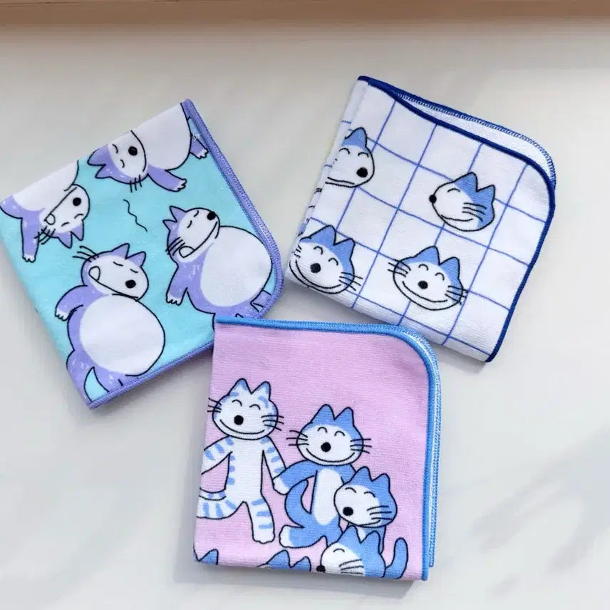 [BUNJANG] 11 Cats Mini Towel Handkerchief Set (3 Types) / 일본 11마리 고양이 쁘티 타월 수건 손수건 3종