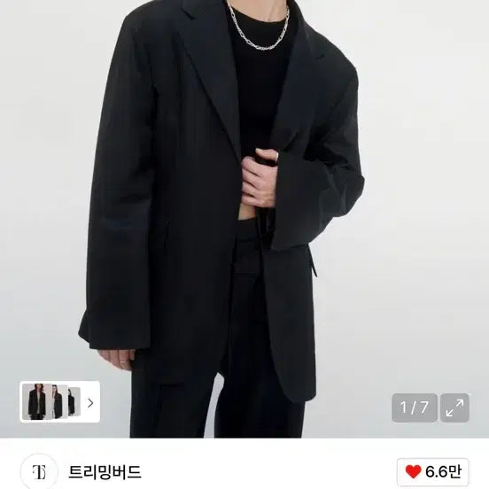 [BUNJANG] Trimming Bird Black Suit Jacket / 트리밍버드 슈트 셋업 자켓 블랙