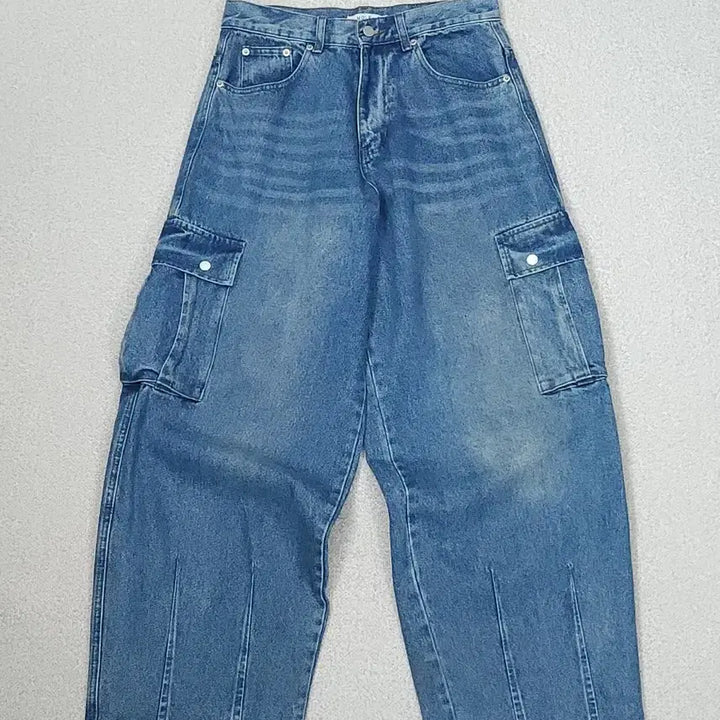 [BUNJANG] (M)MOLE Denim Cargo Wide Pants / (M)MOLE 남자 워싱 데님 카고 와이드 팬츠 청바지 H20W3044