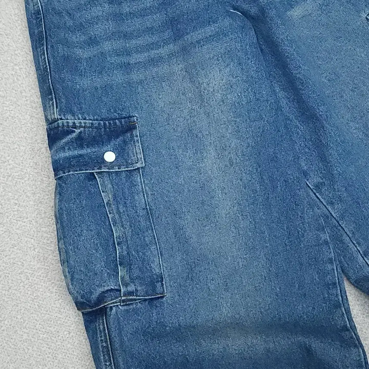 [BUNJANG] (M)MOLE Denim Cargo Wide Pants / (M)MOLE 남자 워싱 데님 카고 와이드 팬츠 청바지 H20W3044