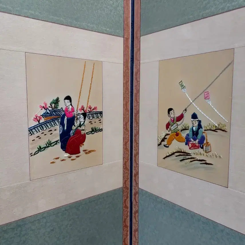 [BUNJANG] 8-Panel Embroidered Headboard Screen / 자수 8폭 머릿병풍