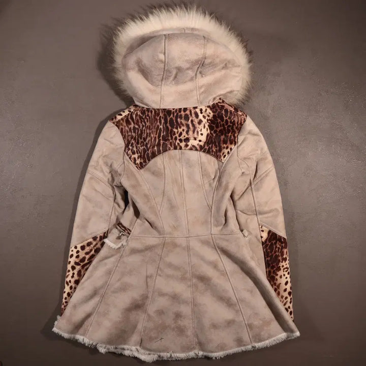 [BUNJANG] Vintage Leopard Print Hooded Coat / 빈티지 무스탕 퍼 레오파드 후드코트 C270