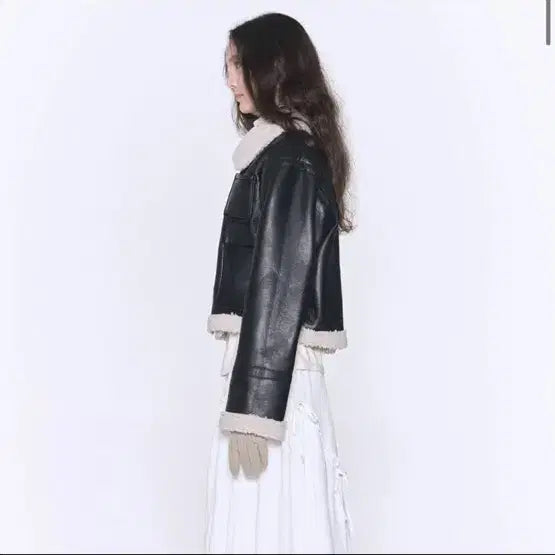 [BUNJANG] Solid Mutton Fleece Leather Mustang Jacket / 택포) 솔리드 무톤 플리스 양털 레더 무스탕 자켓