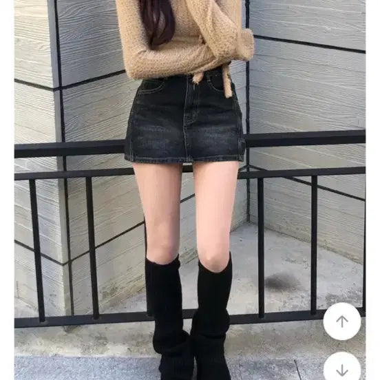 [BUNJANG] Pocket Denim Mini Skirt - Black Denim / 새상품)포켓 데님 미니스커트 흑청