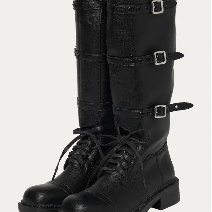 [BUNJANG] Jennis Trio Buckle Edge Long Boots / 제니오 트리플 버클 엣지 롱부츠