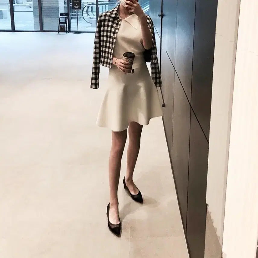 [BUNJANG] BlancSho Essential Knit Skirt Short Ivory / 블랑쇼 에센셜 니트 스커트 숏 m 아이보리