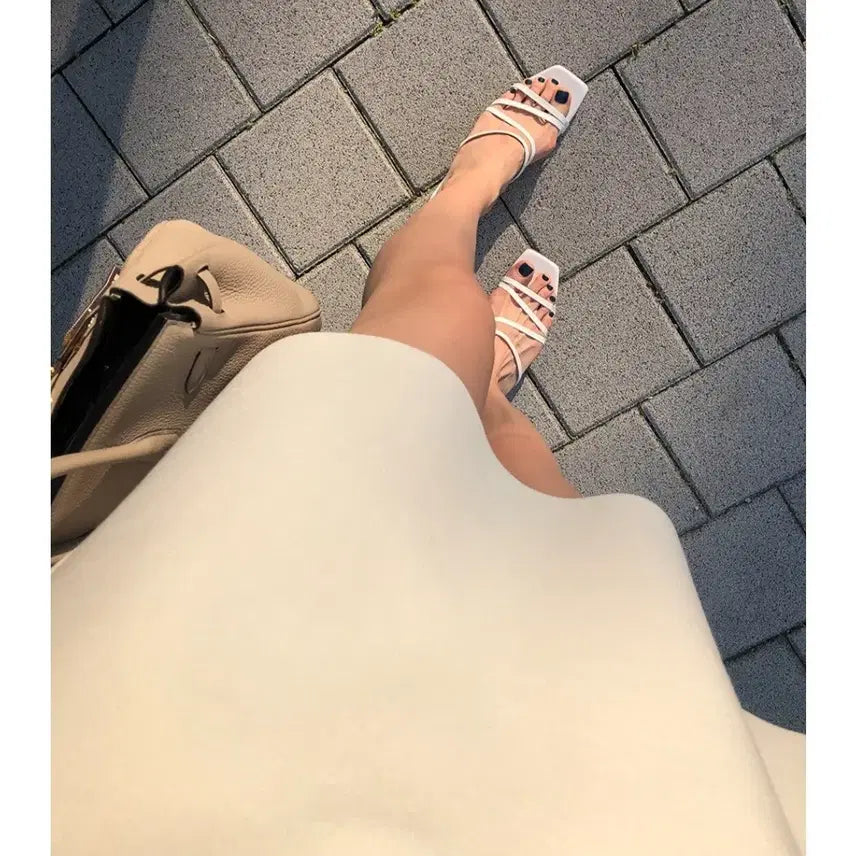 [BUNJANG] BlancSho Essential Knit Skirt Short Ivory / 블랑쇼 에센셜 니트 스커트 숏 m 아이보리