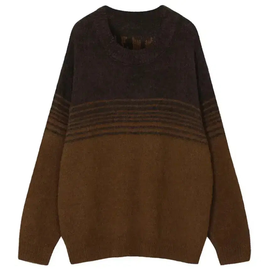 [BUNJANG] Deinet Tiramisu Stripe Knit Brown / 다이닛 deinet 티라미수 스트라이프 니트 브라운 마뗑킴