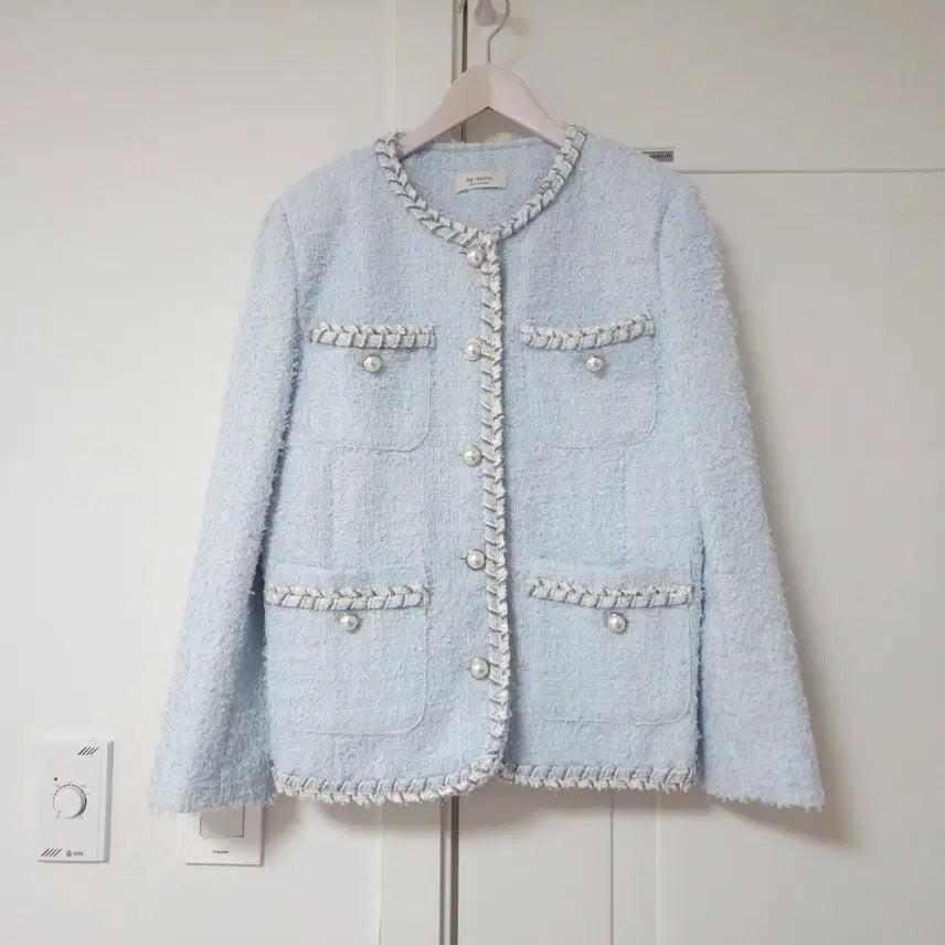 [BUNJANG] Vicinni Light Blue Tweed Jacket / 바이씨니 소라색 연하늘 트위드자켓
