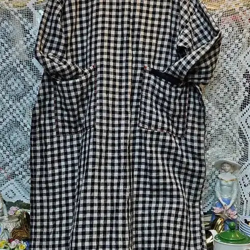 [BUNJANG] Vintage Style Checkered Long Dress / 체크 면마롱 원피스 빈티지 스타일