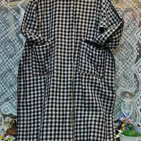 [BUNJANG] Vintage Style Checkered Long Dress / 체크 면마롱 원피스 빈티지 스타일