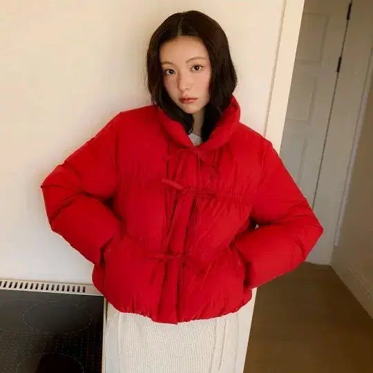 [BUNJANG] Olive des Olive Ribbon Detail Duck Down Short Padding Jacket / 신상) 올리브데올리브 리본장식 오리털 숏패딩